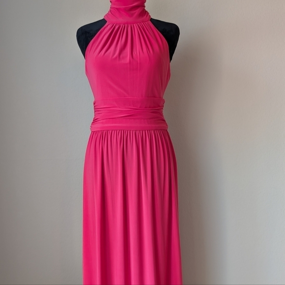 Eliza J High Neck Sleeveless Long Dress in Coral Pink Size 4 - Picture 5 of 14
